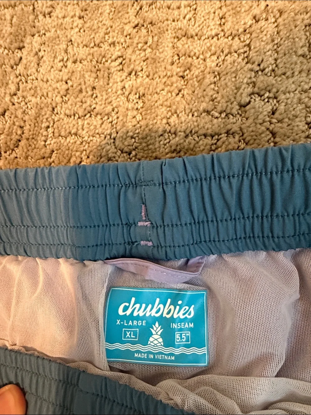 chubbies Lavender Swim Trunks with Teal Waistband